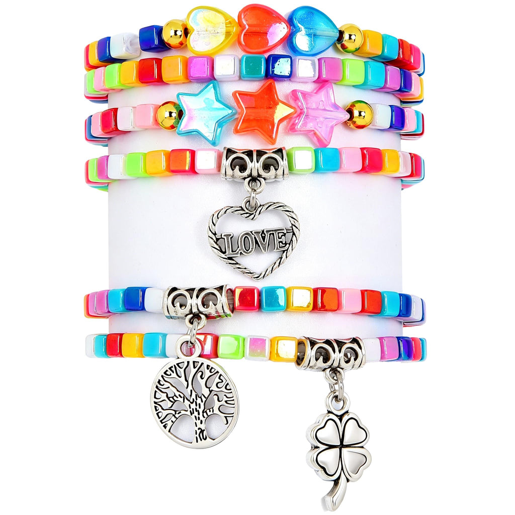 Friendship Bracelets for Girls, 10-Piece Cute Preppy Beaded Bracelet Set for Teen Girls, Matching Bracelets for Friends, Birthday Gifts for Daughter Granddaughter Niece