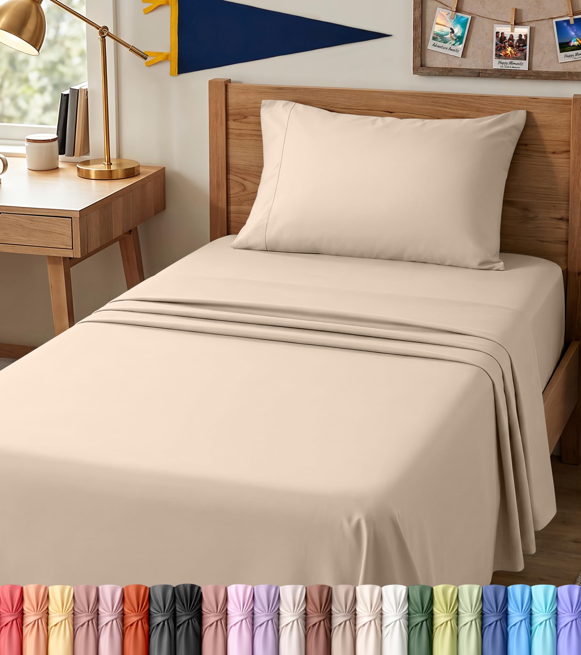 Queen Sheets Set, 4 Pieces 16" Deep Pocket Hotel Luxury Bed Sheets, Grey | Extra Soft Bedsheet Set, Comfy & Breathable Cooling Sheets, Wrinkle & Fade Resistant, Fitted Sheet, Flat Sheet, 2 Pillowcases