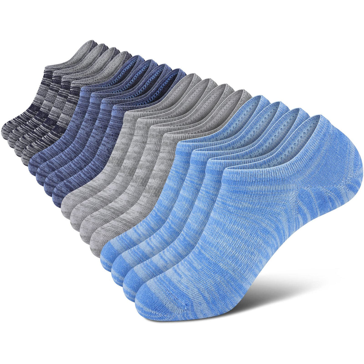 wernies No Show Socks Men, Low Cut Ankle Short Casual Non Slip Socks | Premium Cotton Fabric, Soft Breathable Invisible White Black Gray Socks Men
