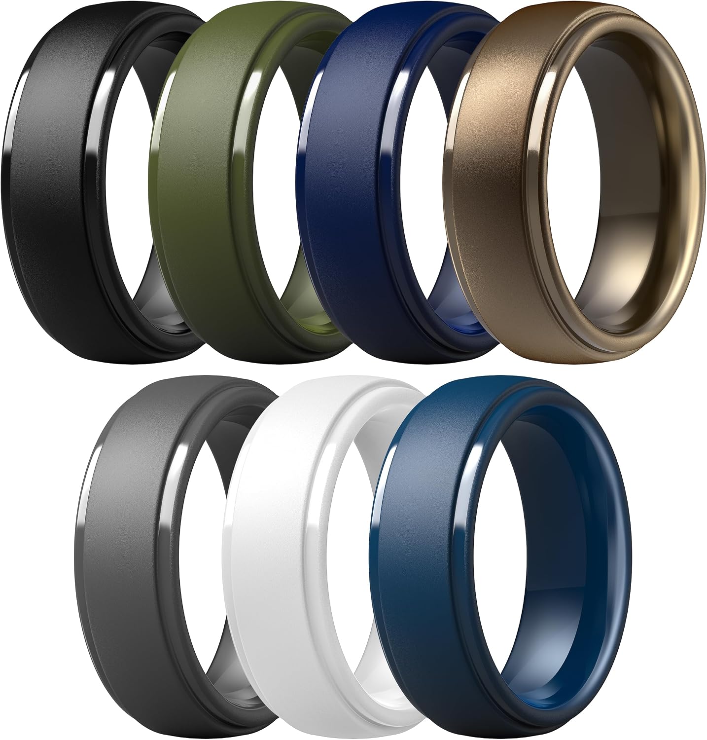 ThunderFit Silicone Rings for Men, Step Edge Rubber Wedding Bands 10mm Wide