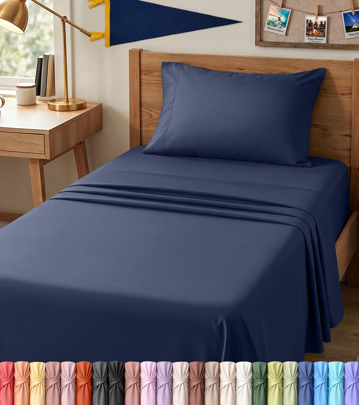Queen Sheets Set, 4 Pieces 16" Deep Pocket Hotel Luxury Bed Sheets, Grey | Extra Soft Bedsheet Set, Comfy & Breathable Cooling Sheets, Wrinkle & Fade Resistant, Fitted Sheet, Flat Sheet, 2 Pillowcases