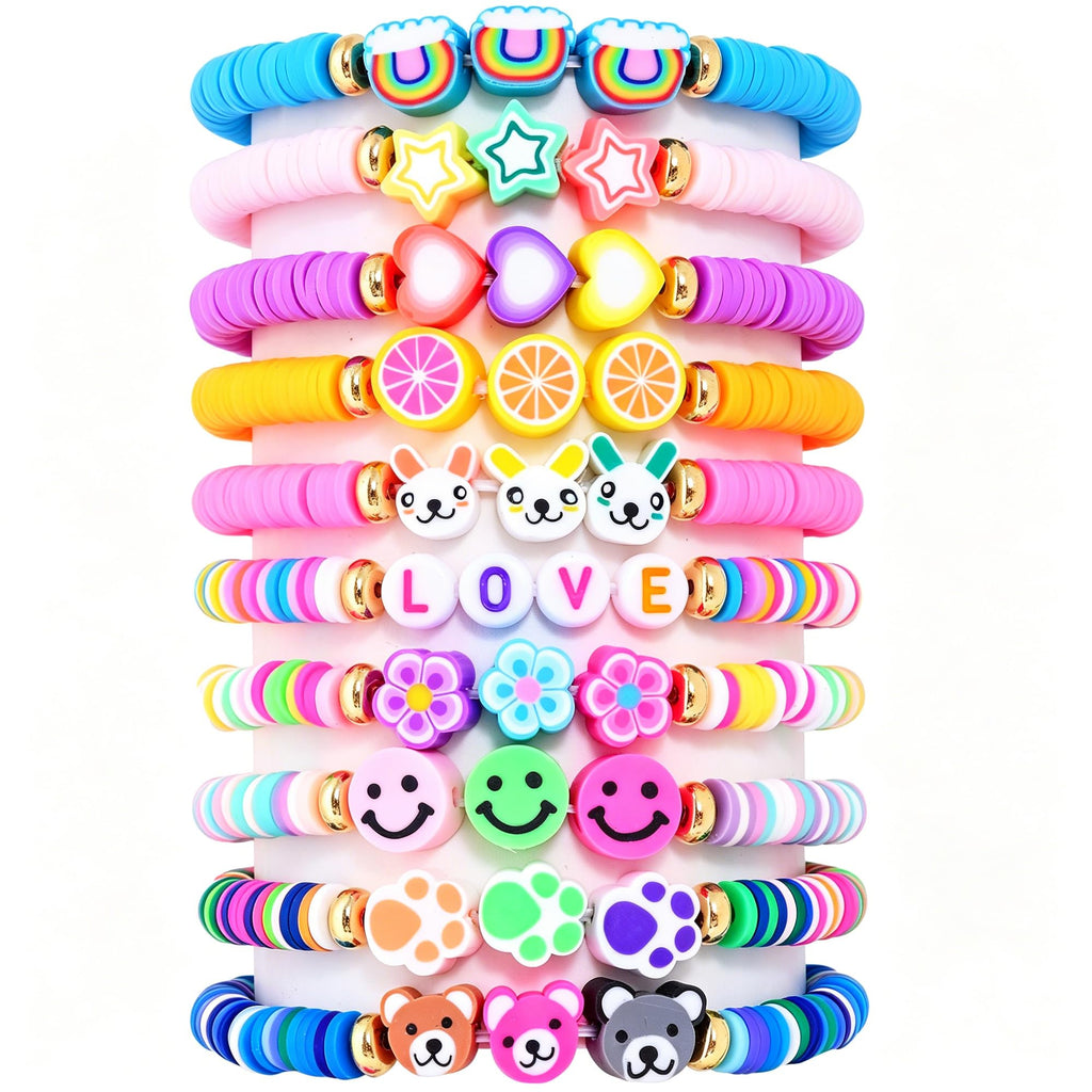 Friendship Bracelets for Girls, 10-Piece Cute Preppy Beaded Bracelet Set for Teen Girls, Matching Bracelets for Friends, Birthday Gifts for Daughter Granddaughter Niece