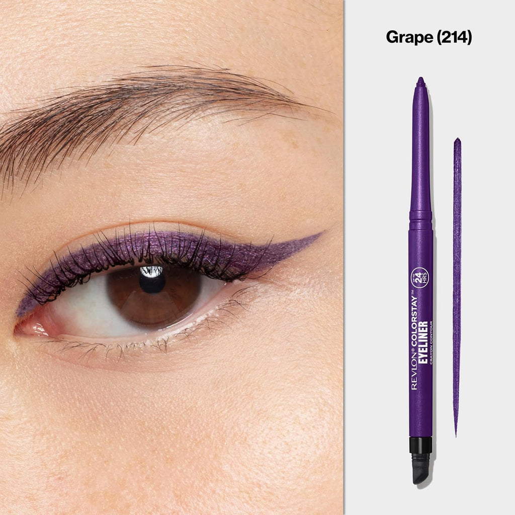 Revlon ColorStay Pencil Waterproof Eyeliner, 201 Black, 2 pack | Waterproof pencil eyeliner with built-in sharpener. Smudge-proof, long-lasting, intense matte color.