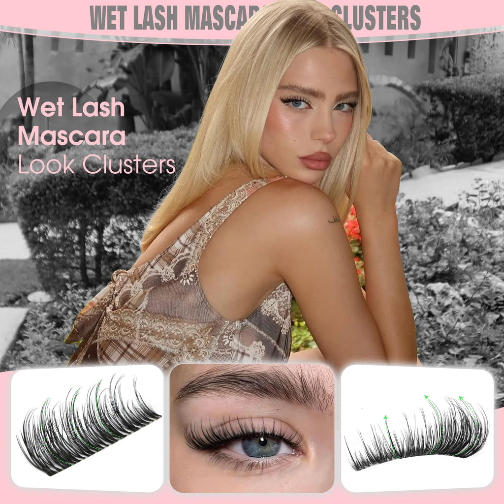 Goddvenus Lash Clusters Kit Wispy Eyelash Clusters Lashes Natural DIY Lash Extension Kit 10-16mm Cluster Eyelash Extensions Kit 300pcs C Curl Individual Lashes Cluster Eyelash (No Tweezers)