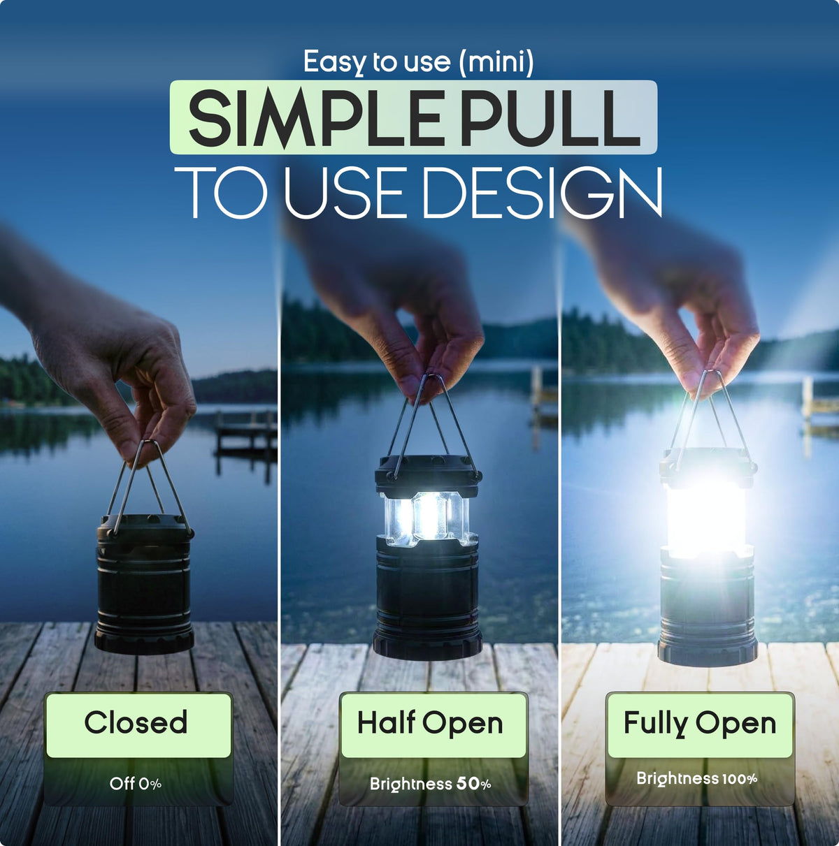 MalloMe Camping Lights LED Lantern Flashlights, Battery Operated Lamp Tent Lanterns for Power Outages, Camping Essentials Outdoor,Home,Emergency Gear, Hurricane Survival (3 AAA batteries not included)