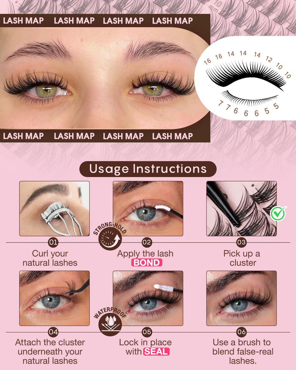 Goddvenus Lash Clusters Kit Wispy Eyelash Clusters Lashes Natural DIY Lash Extension Kit 10-16mm Cluster Eyelash Extensions Kit 300pcs C Curl Individual Lashes Cluster Eyelash (No Tweezers)