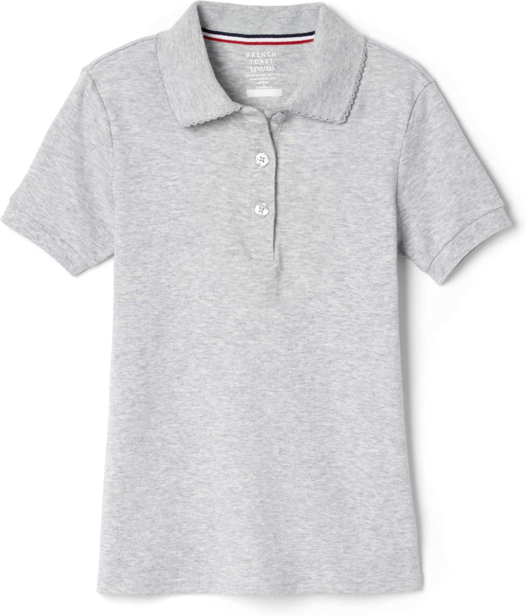 French Toast Girls' Short Sleeve Picot Collar Polo School Uniform Shirt (Standard and Plus)
