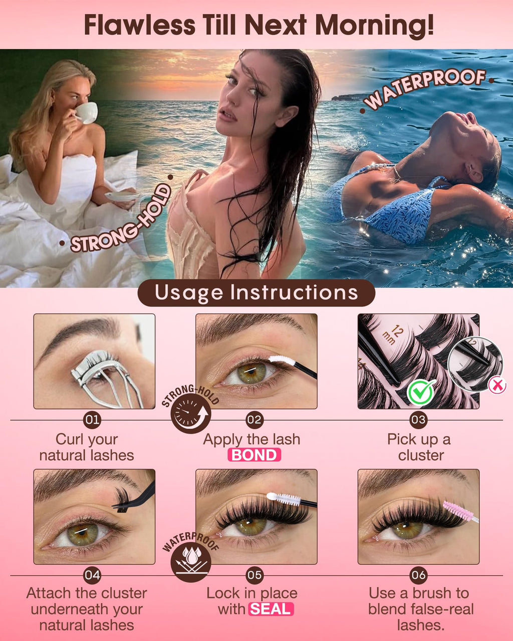 Goddvenus Lash Clusters Kit Wispy Eyelash Clusters Lashes Natural DIY Lash Extension Kit 10-16mm Cluster Eyelash Extensions Kit 300pcs C Curl Individual Lashes Cluster Eyelash (No Tweezers)