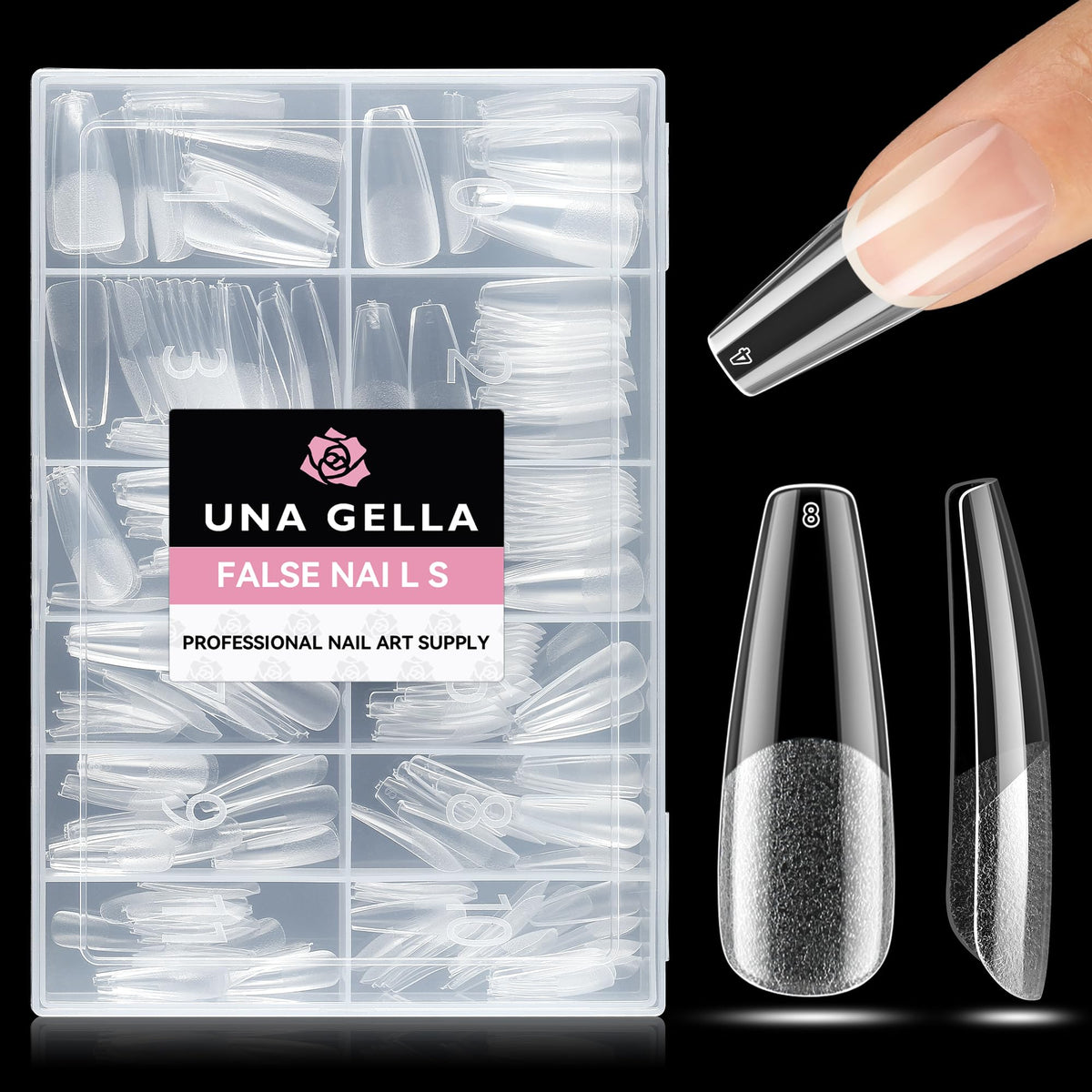UNA GELLA Short Square Gel Nail Tips Squoval 216pcs Pre-Etched Full Cover | Short Squoval Press on Nails Square Round Oval Clear Acrylic Fake Nails Tips for Nail Extensions Home DIY Salon 12 Sizes