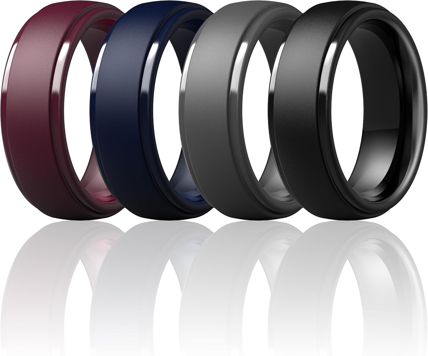 ThunderFit Silicone Rings for Men, Step Edge Rubber Wedding Bands 10mm Wide