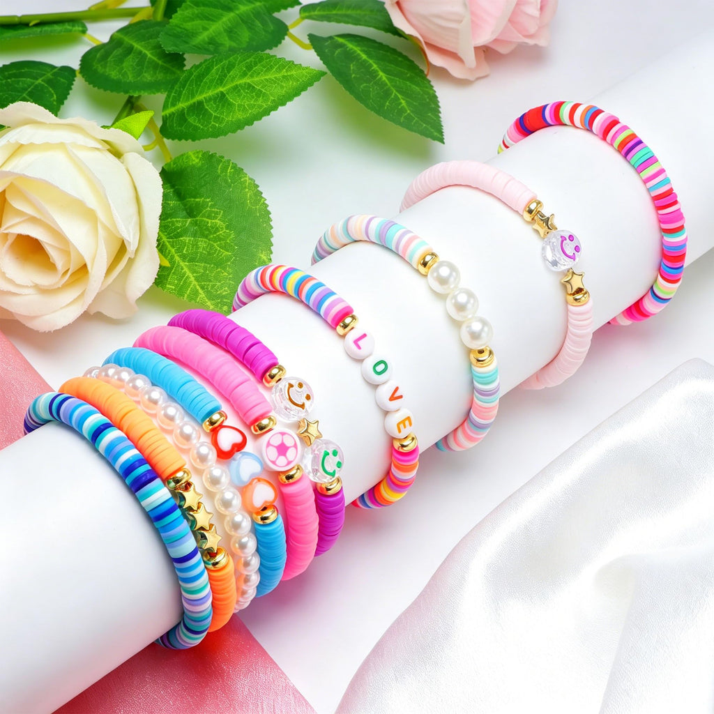 Friendship Bracelets for Girls, 10-Piece Cute Preppy Beaded Bracelet Set for Teen Girls, Matching Bracelets for Friends, Birthday Gifts for Daughter Granddaughter Niece