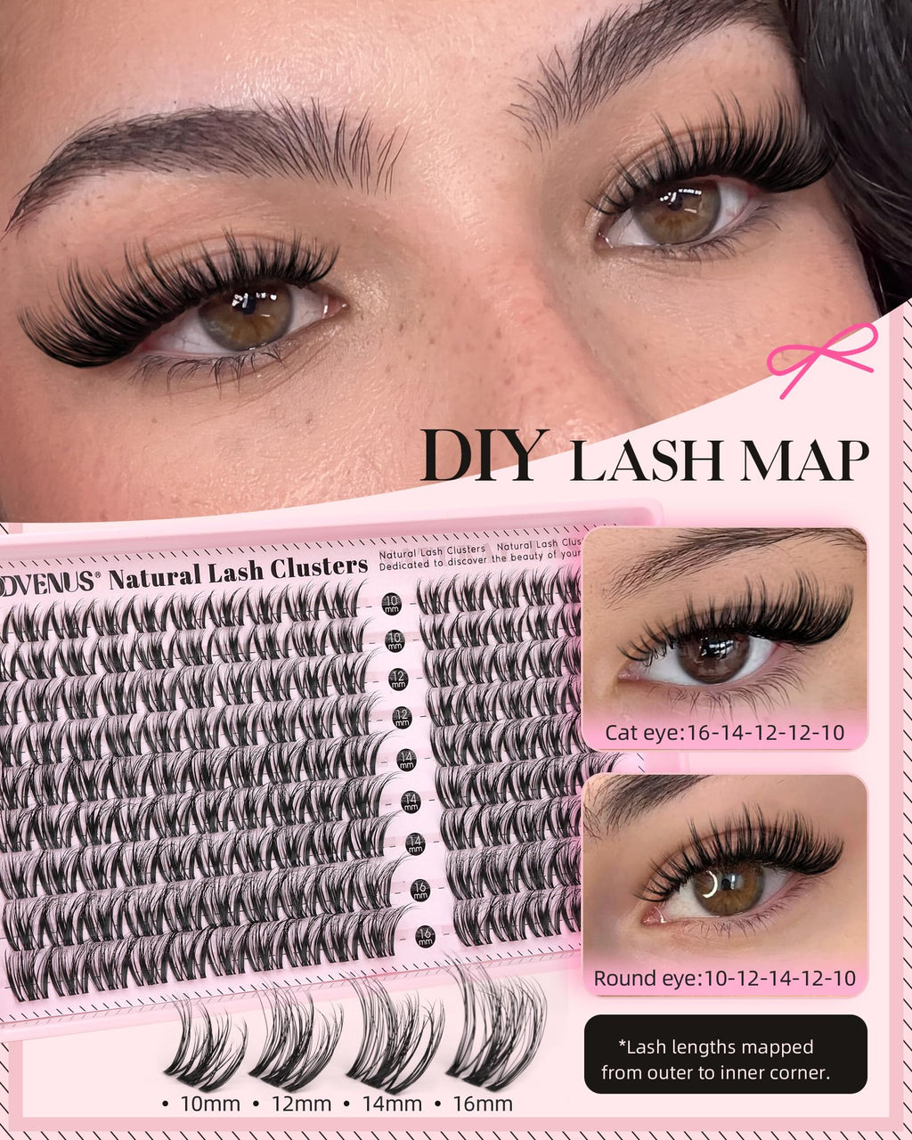 Goddvenus Lash Clusters Kit Wispy Eyelash Clusters Lashes Natural DIY Lash Extension Kit 10-16mm Cluster Eyelash Extensions Kit 300pcs C Curl Individual Lashes Cluster Eyelash (No Tweezers)