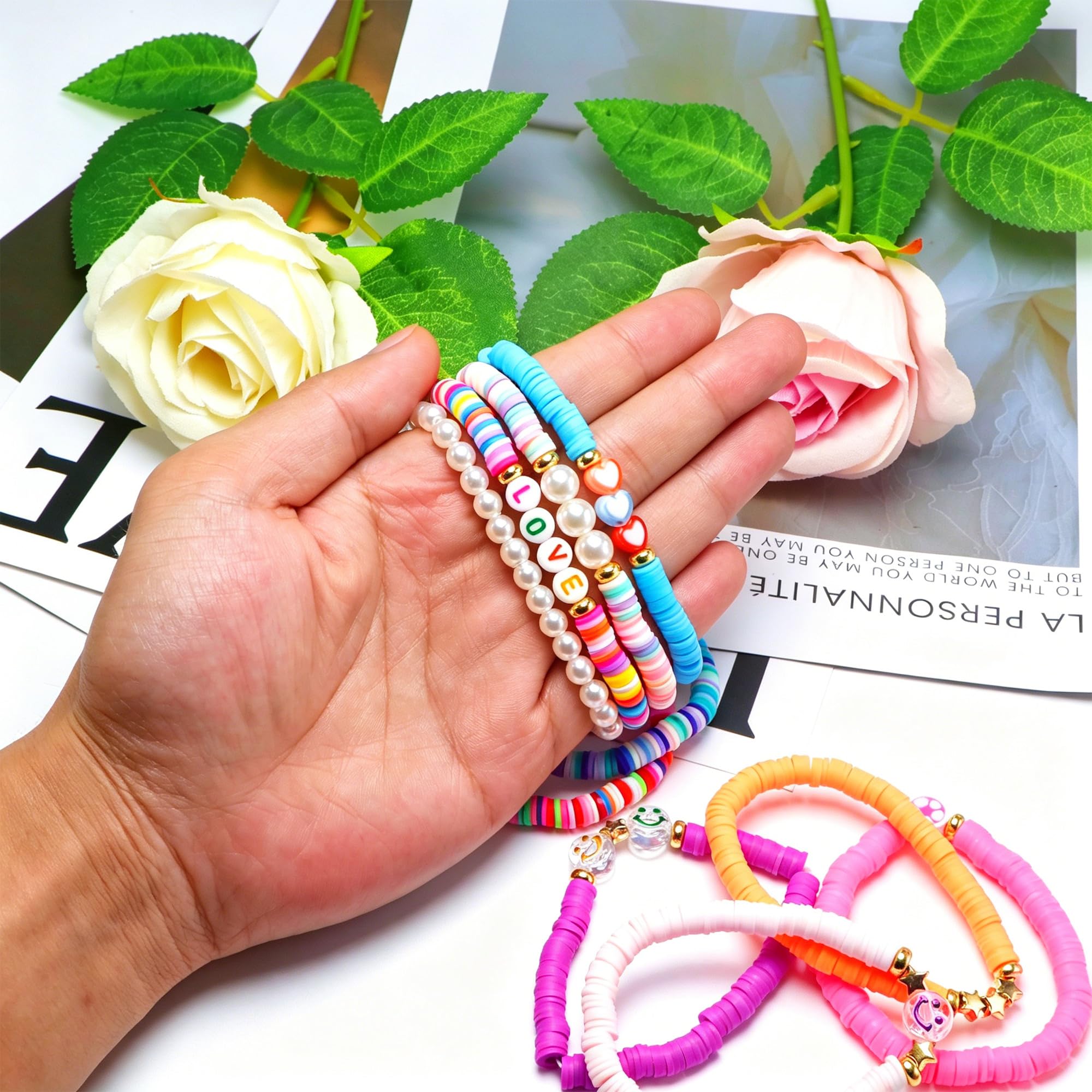 Friendship Bracelets for Girls, 10-Piece Cute Preppy Beaded Bracelet Set for Teen Girls, Matching Bracelets for Friends, Birthday Gifts for Daughter Granddaughter Niece