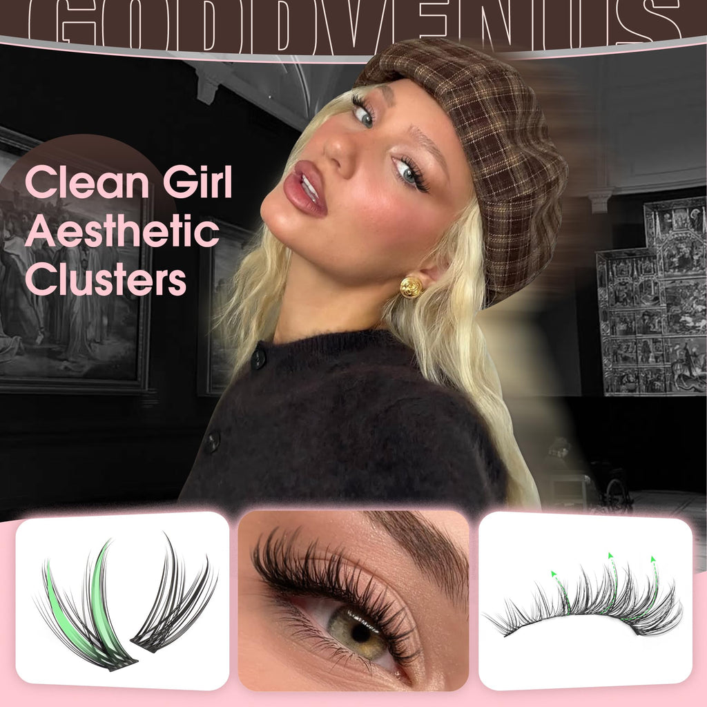 Goddvenus Lash Clusters Kit Wispy Eyelash Clusters Lashes Natural DIY Lash Extension Kit 10-16mm Cluster Eyelash Extensions Kit 300pcs C Curl Individual Lashes Cluster Eyelash (No Tweezers)