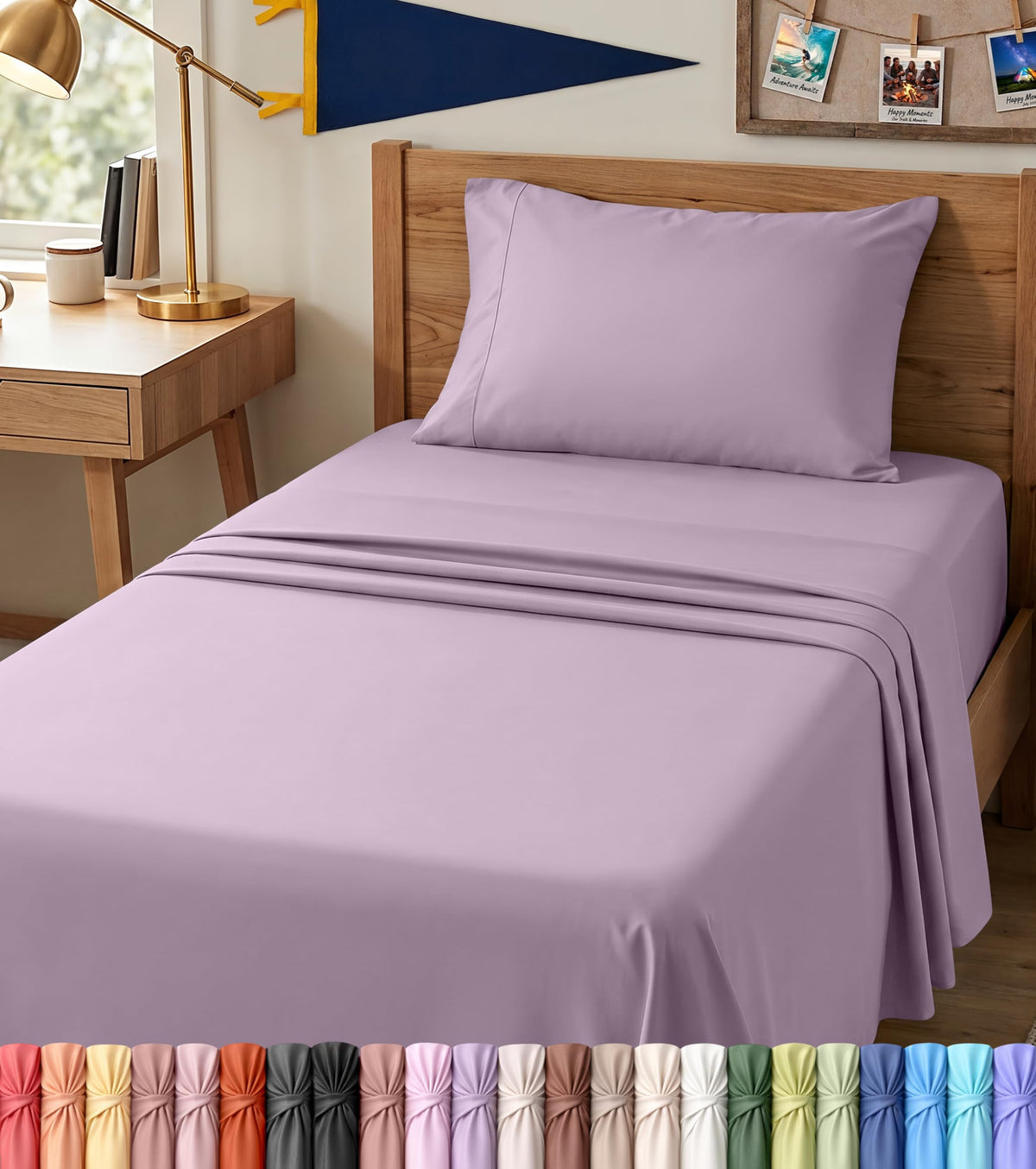 Queen Sheets Set, 4 Pieces 16" Deep Pocket Hotel Luxury Bed Sheets, Grey | Extra Soft Bedsheet Set, Comfy & Breathable Cooling Sheets, Wrinkle & Fade Resistant, Fitted Sheet, Flat Sheet, 2 Pillowcases