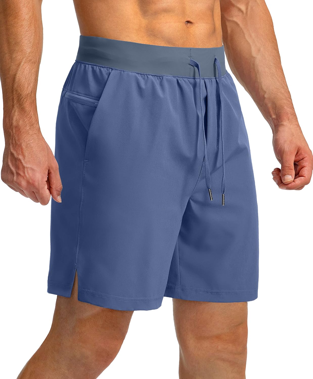 Soothfeel Men's Running Shorts with Zipper Pockets 9"/ 7"/ 5" Quick Dry Eight Basketball Gym Workout Athletic Shorts