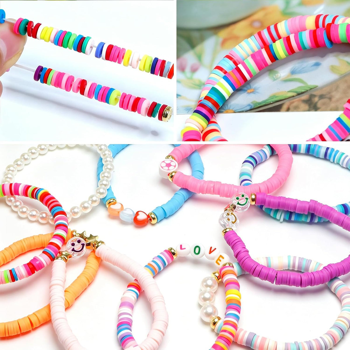 Friendship Bracelets for Girls, 10-Piece Cute Preppy Beaded Bracelet Set for Teen Girls, Matching Bracelets for Friends, Birthday Gifts for Daughter Granddaughter Niece