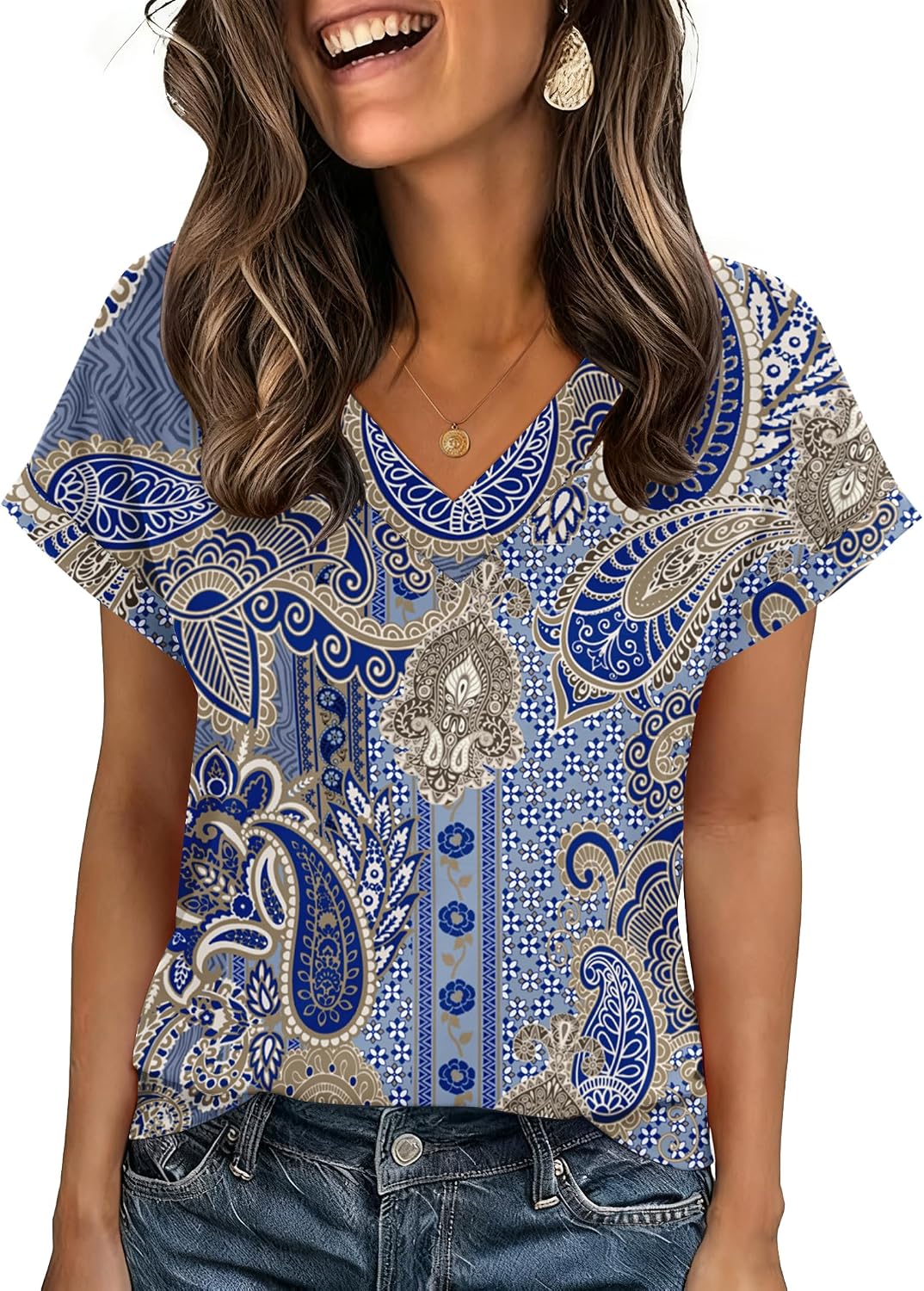 Zeagoo Womens Summer Tops Rolled Short Sleeve Shirts Dressy Casual Blouses