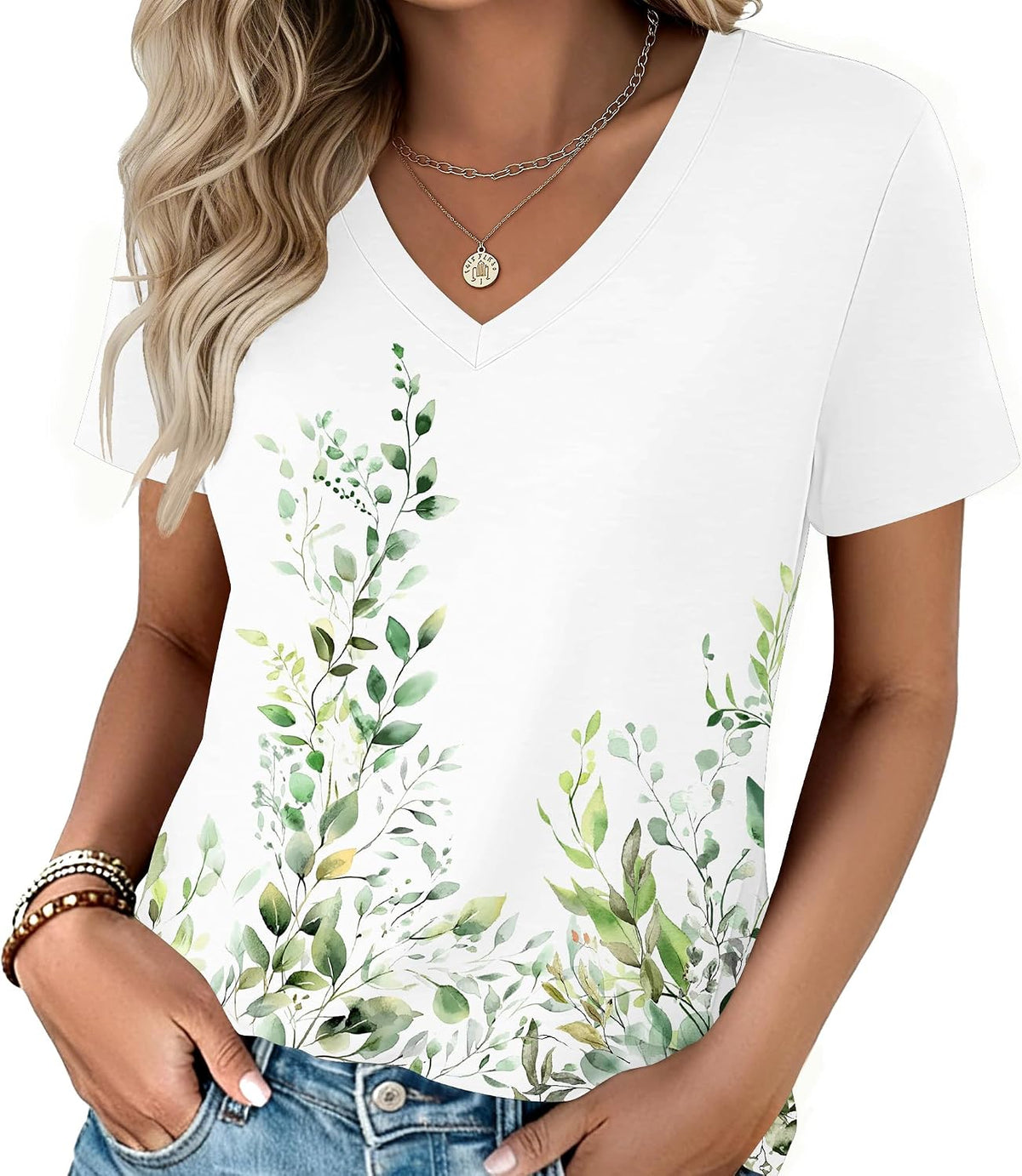 Zeagoo Womens V-Neck Tops Summer Casual Short Sleeve Tshirts S-3XL