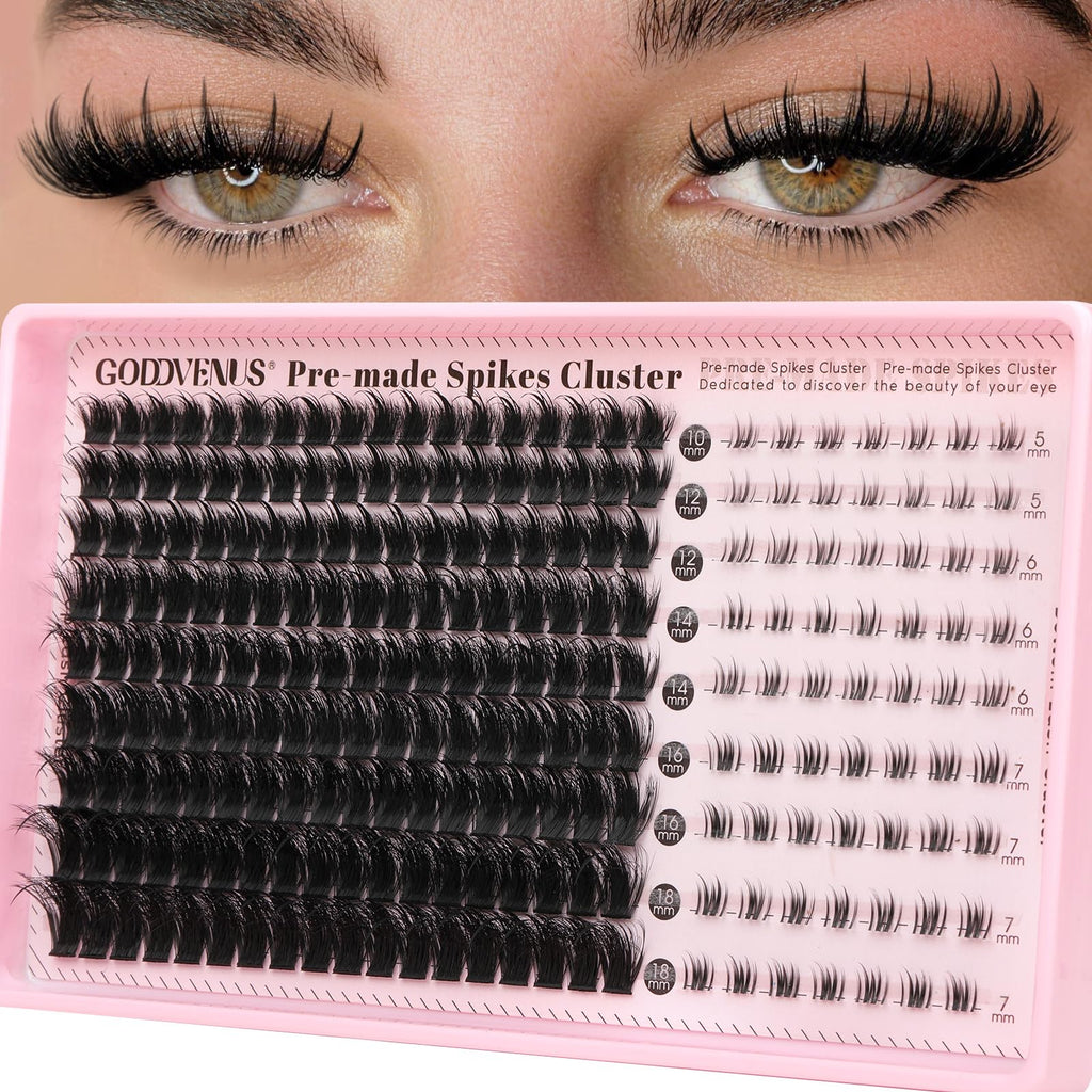 Goddvenus Lash Clusters Kit Wispy Eyelash Clusters Lashes Natural DIY Lash Extension Kit 10-16mm Cluster Eyelash Extensions Kit 300pcs C Curl Individual Lashes Cluster Eyelash (No Tweezers)