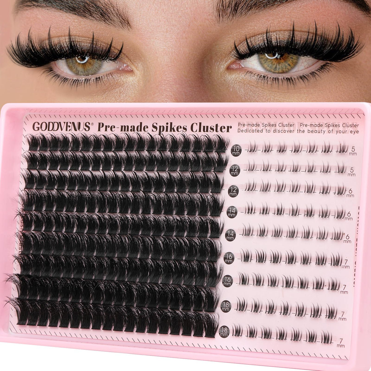 Goddvenus Lash Clusters Kit Wispy Eyelash Clusters Lashes Natural DIY Lash Extension Kit 10-16mm Cluster Eyelash Extensions Kit 300pcs C Curl Individual Lashes Cluster Eyelash (No Tweezers)