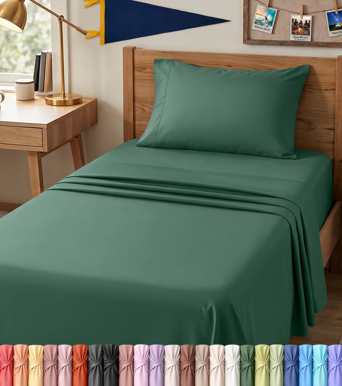 Queen Sheets Set, 4 Pieces 16" Deep Pocket Hotel Luxury Bed Sheets, Grey | Extra Soft Bedsheet Set, Comfy & Breathable Cooling Sheets, Wrinkle & Fade Resistant, Fitted Sheet, Flat Sheet, 2 Pillowcases
