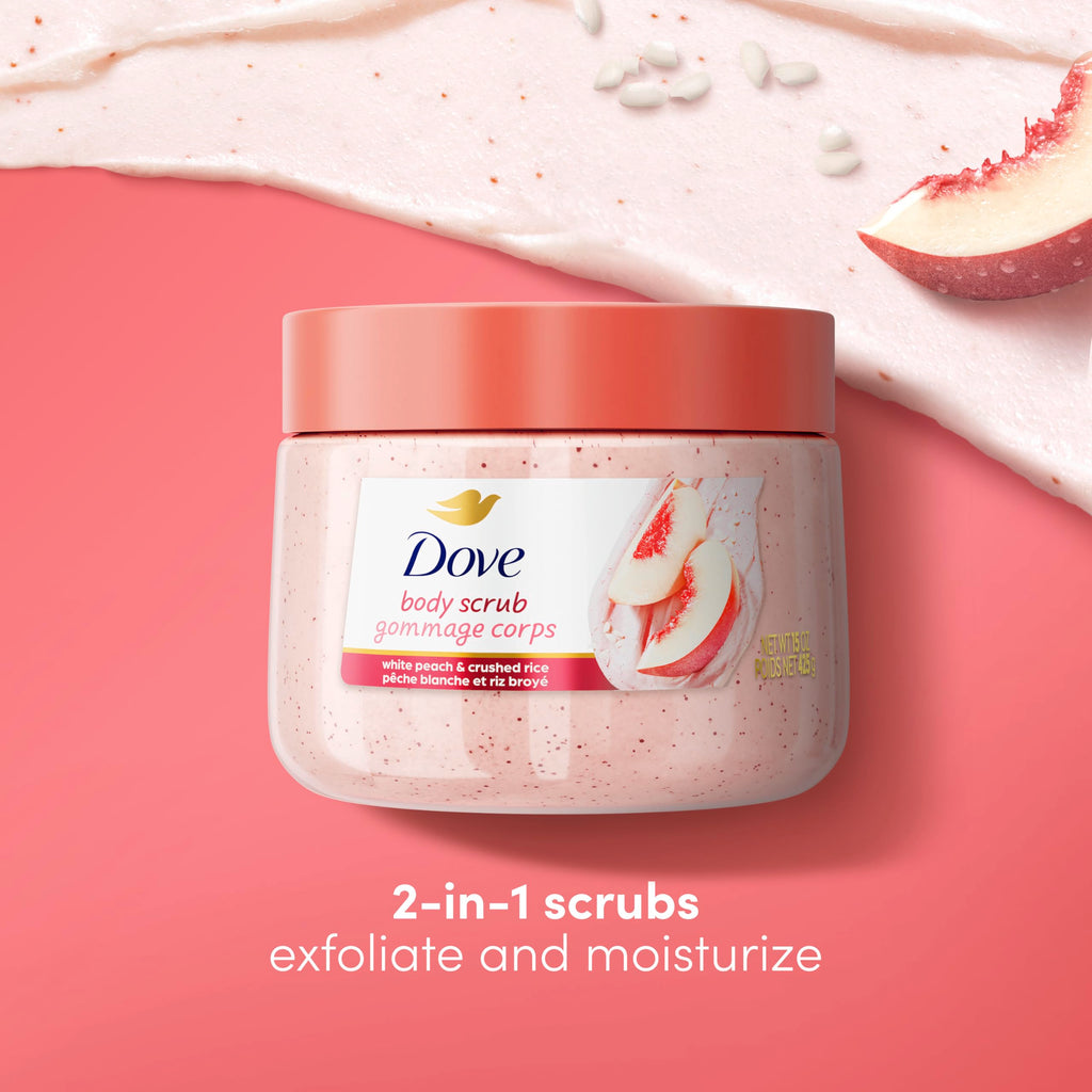 Dove Himalayan Salt & Rose Oil Body Scrub Exfoliates and Deeply 15 oz | For skin that needs polish, Helps reveal smooth skin, With Himalayan salt & Rose Oil