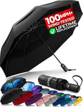 TUMELLA Strongest Windproof Travel Umbrella (Compact, 100MPH Wind-Tested), Light, Portable, One-Handed Use, Automatic Folding Rain Umbrella, Durable, Premium Grip, Fits Car & Backpack