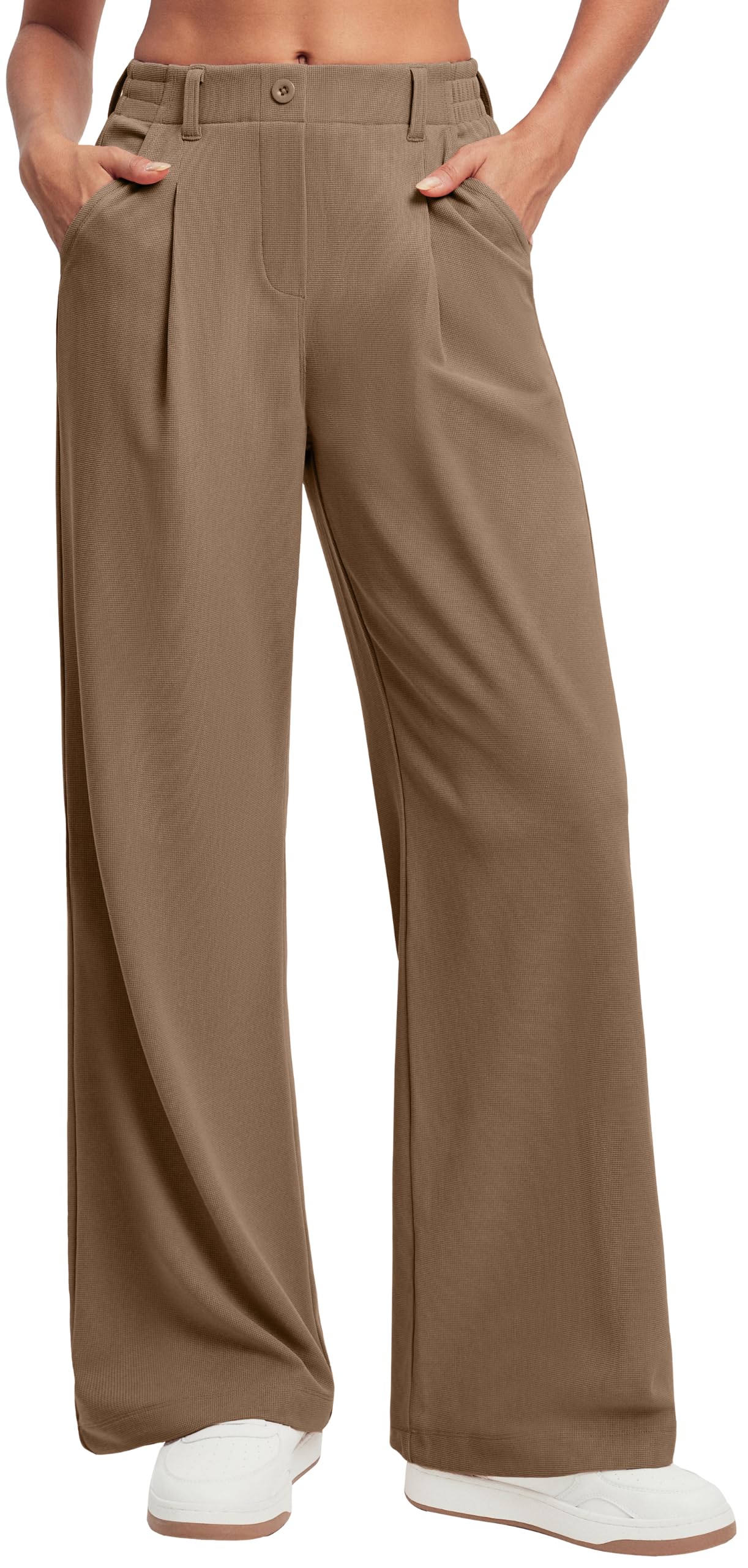 Ewedoos Wide Leg Dress Work Pants for Women Business Casual Office Outfits | Stretchy Pull on Slacks Trousers, Wrinkle-Resistant, 2 Side Pockets, Comfy for All-Day Wear, Business Casual, Travel,Teacher