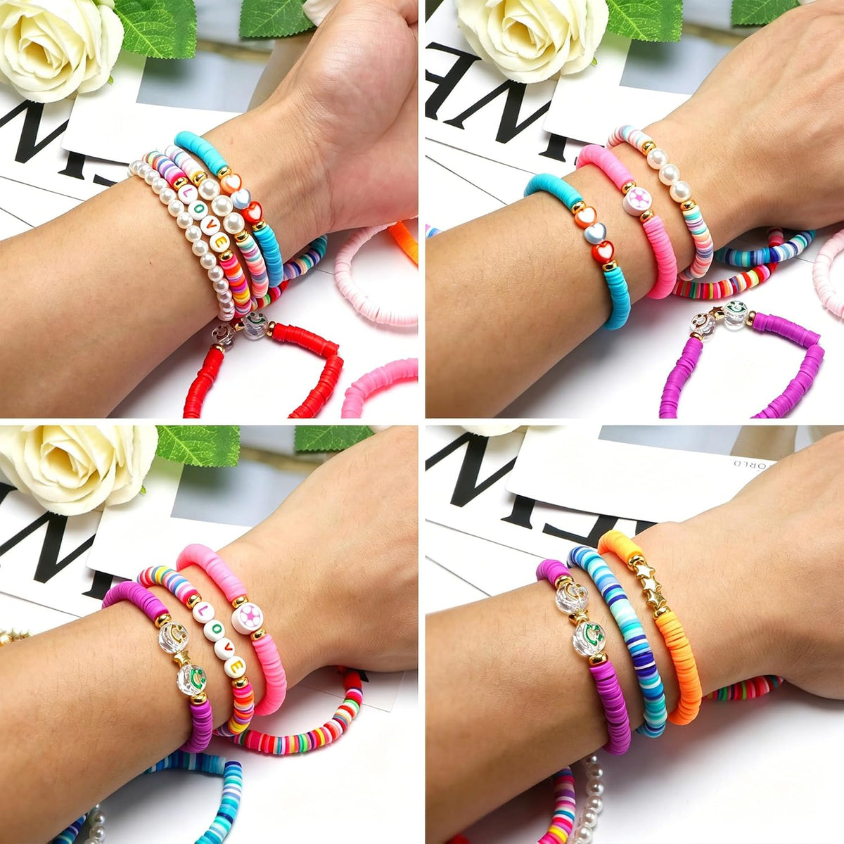 Friendship Bracelets for Girls, 10-Piece Cute Preppy Beaded Bracelet Set for Teen Girls, Matching Bracelets for Friends, Birthday Gifts for Daughter Granddaughter Niece