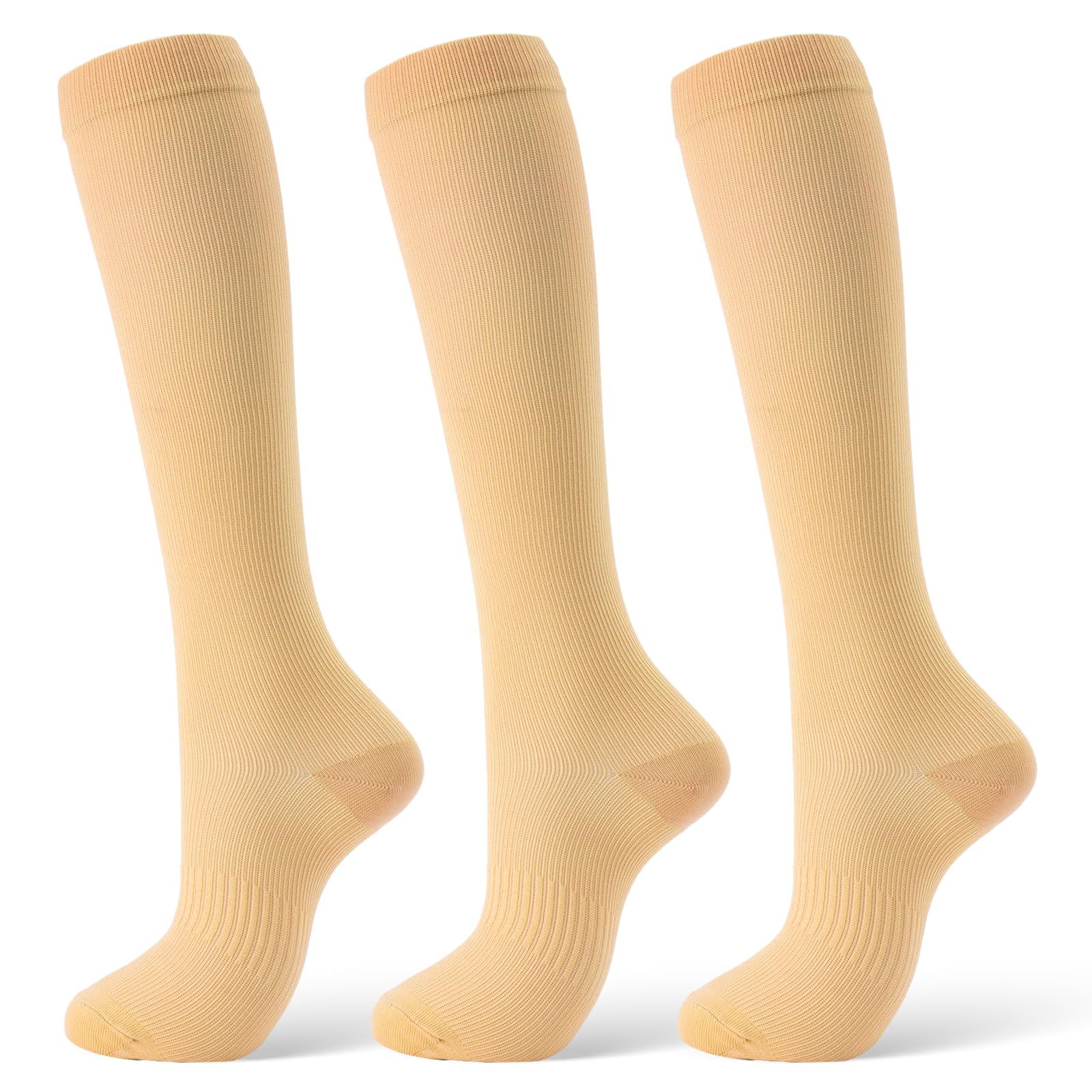 Compression Socks for Women & Men 15-20 mmHg, Knee High, 3 Pairs | Graduated Compression, Supports Circulation, Ideal for Nurses, Pregnancy, Travel, Flights, Running & Athletic Edema