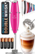 Zulay Kitchen Powerful Milk Frother Wand With Duracell Batteries - Ultra Fast Handheld Drink Mixer - Electric Whisk Foam Maker for Coffee, Lattes, Cappuccino & Matcha - Triple Whisk - Pale Cloud