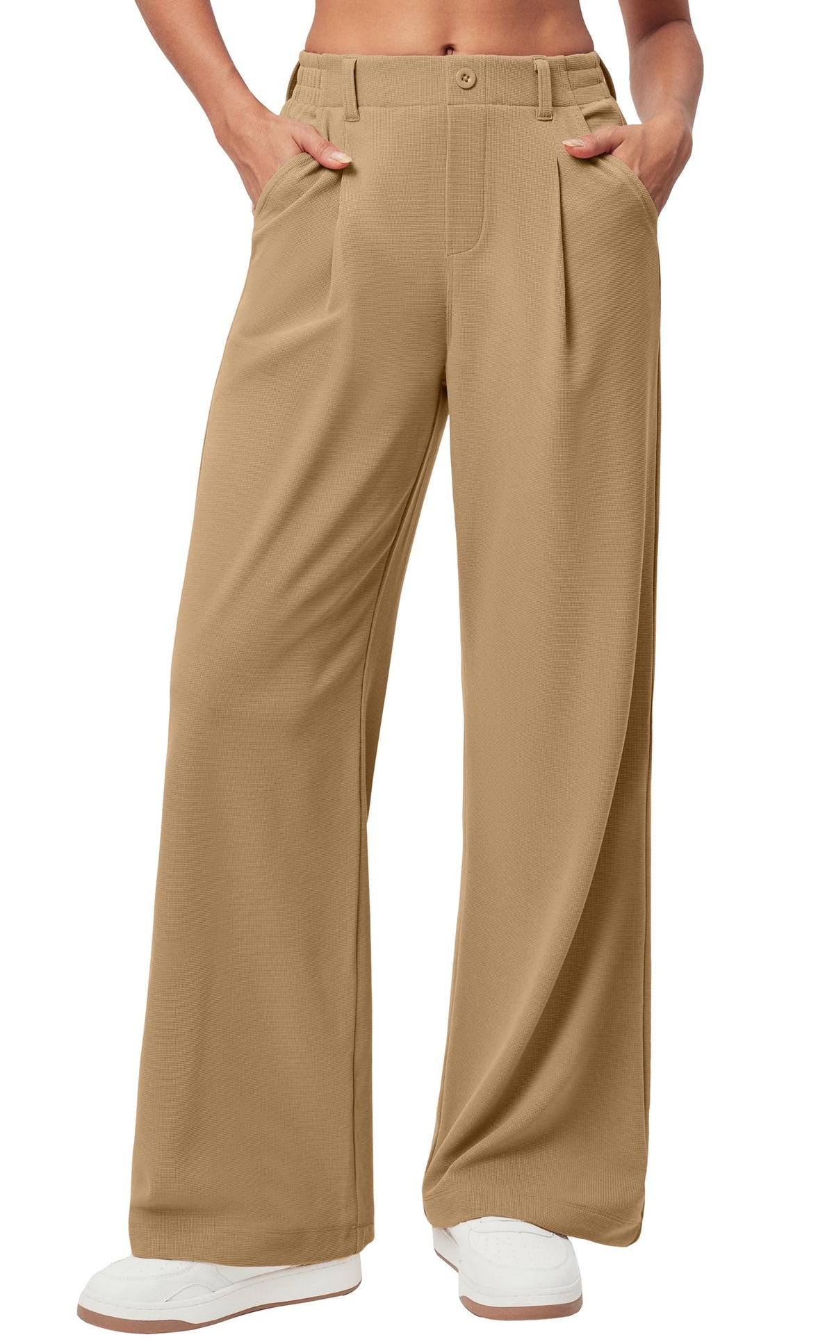 Ewedoos Wide Leg Dress Work Pants for Women Business Casual Office Outfits | Stretchy Pull on Slacks Trousers, Wrinkle-Resistant, 2 Side Pockets, Comfy for All-Day Wear, Business Casual, Travel,Teacher