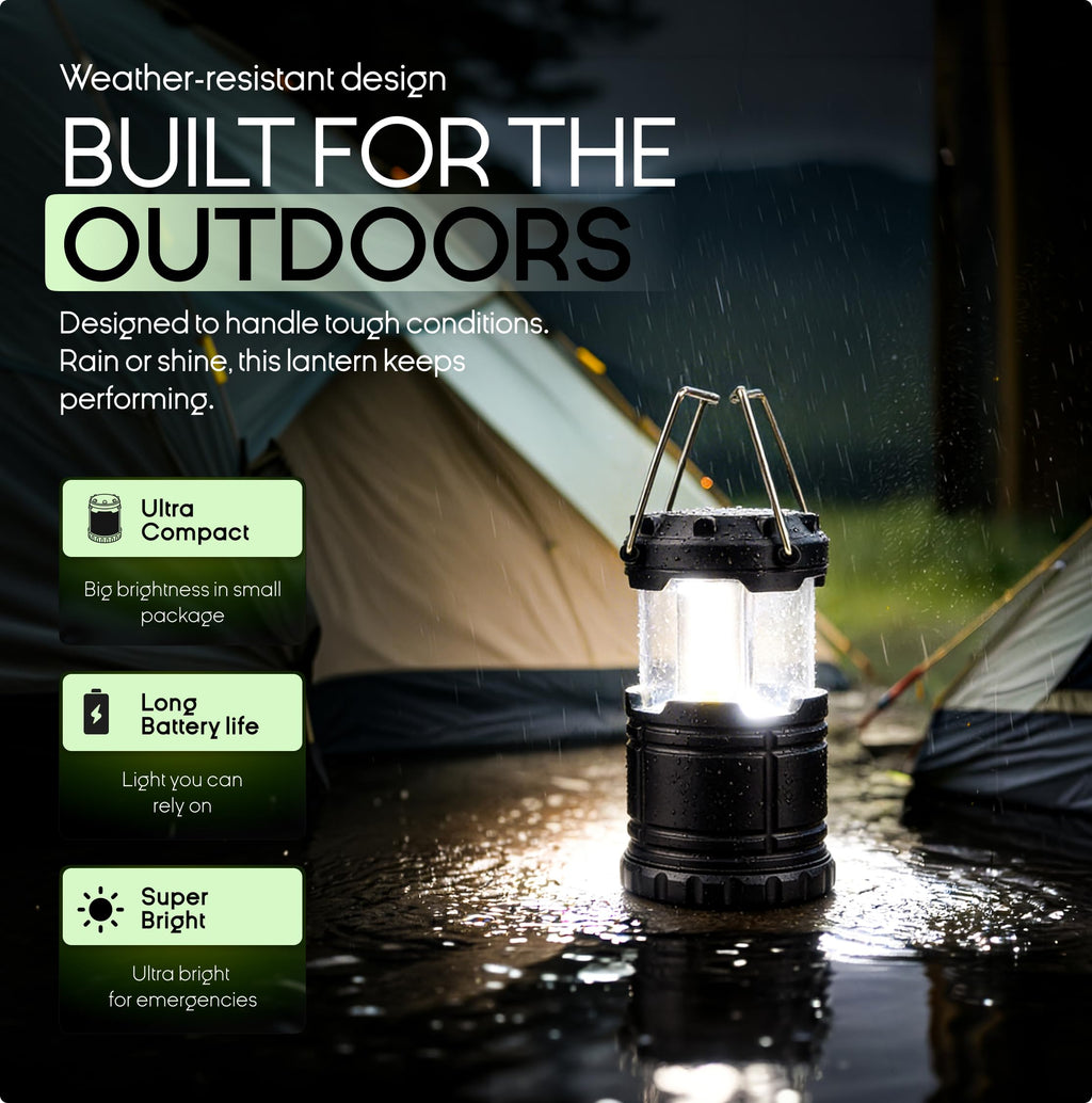 MalloMe Camping Lights LED Lantern Flashlights, Battery Operated Lamp Tent Lanterns for Power Outages, Camping Essentials Outdoor,Home,Emergency Gear, Hurricane Survival (3 AAA batteries not included)