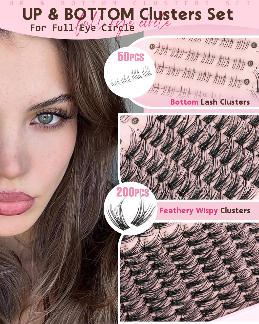 Goddvenus Lash Clusters Kit Wispy Eyelash Clusters Lashes Natural DIY Lash Extension Kit 10-16mm Cluster Eyelash Extensions Kit 300pcs C Curl Individual Lashes Cluster Eyelash (No Tweezers)