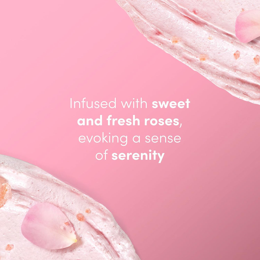 Dove Himalayan Salt & Rose Oil Body Scrub Exfoliates and Deeply 15 oz | For skin that needs polish, Helps reveal smooth skin, With Himalayan salt & Rose Oil