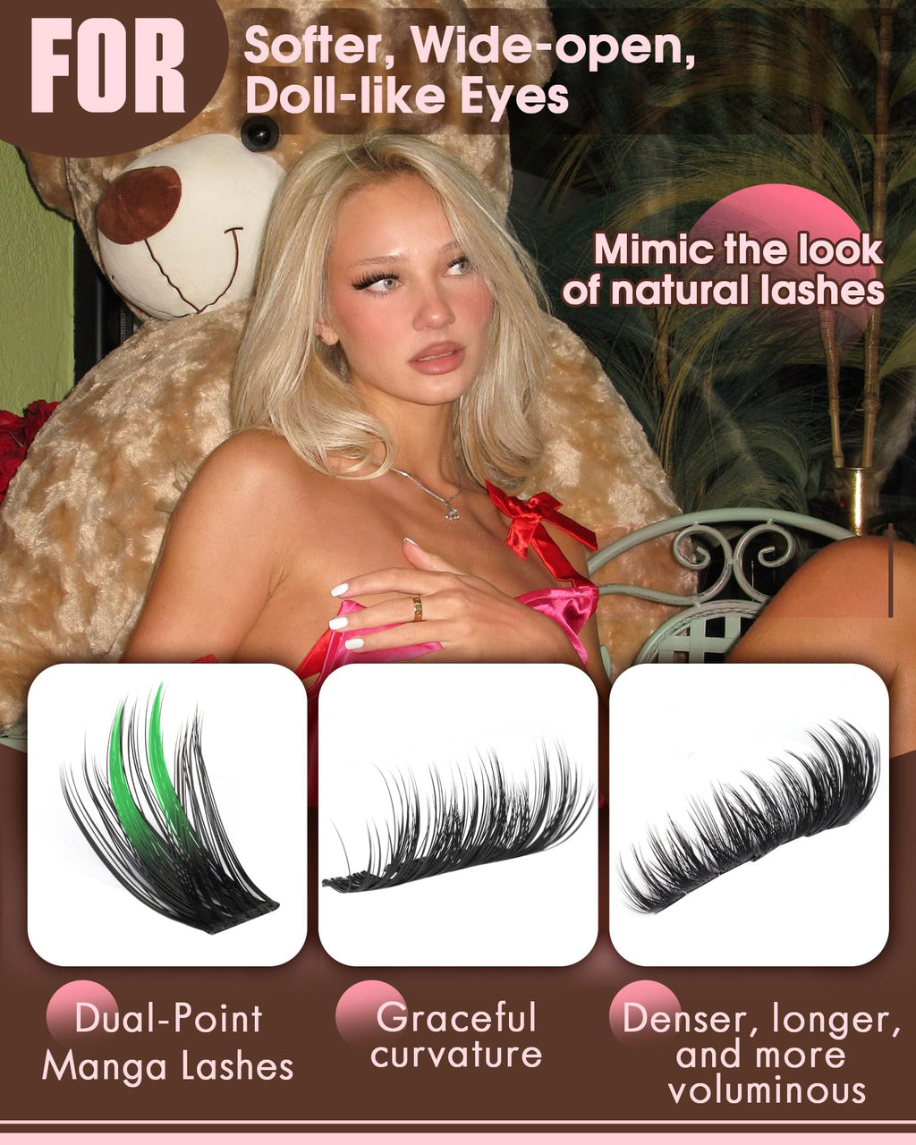 Goddvenus Lash Clusters Kit Wispy Eyelash Clusters Lashes Natural DIY Lash Extension Kit 10-16mm Cluster Eyelash Extensions Kit 300pcs C Curl Individual Lashes Cluster Eyelash (No Tweezers)