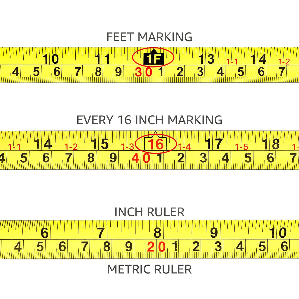 Amazon Basics Retractable Tape Measure with Metric and SAE Measurements, 16 ft / 192 in, Turquoise