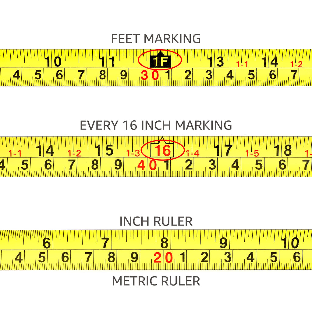 Amazon Basics Retractable Tape Measure with Metric and SAE Measurements, 16 ft / 192 in, Turquoise