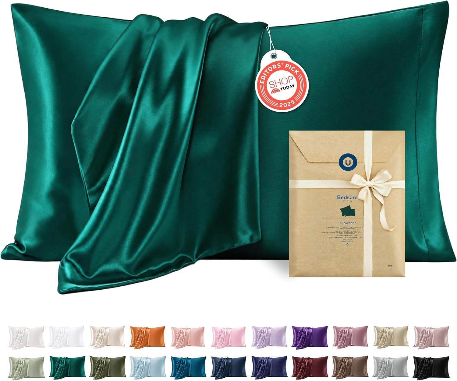 Bedsure Satin Pillowcase, Similar to Silk Pillow Cases Queen Size Set of 2, Cooling Pillow Case Covers with Envelope Closure, Room Decor Gifts for Women Men, Silver Grey, 20x30 Inches, 2pcs