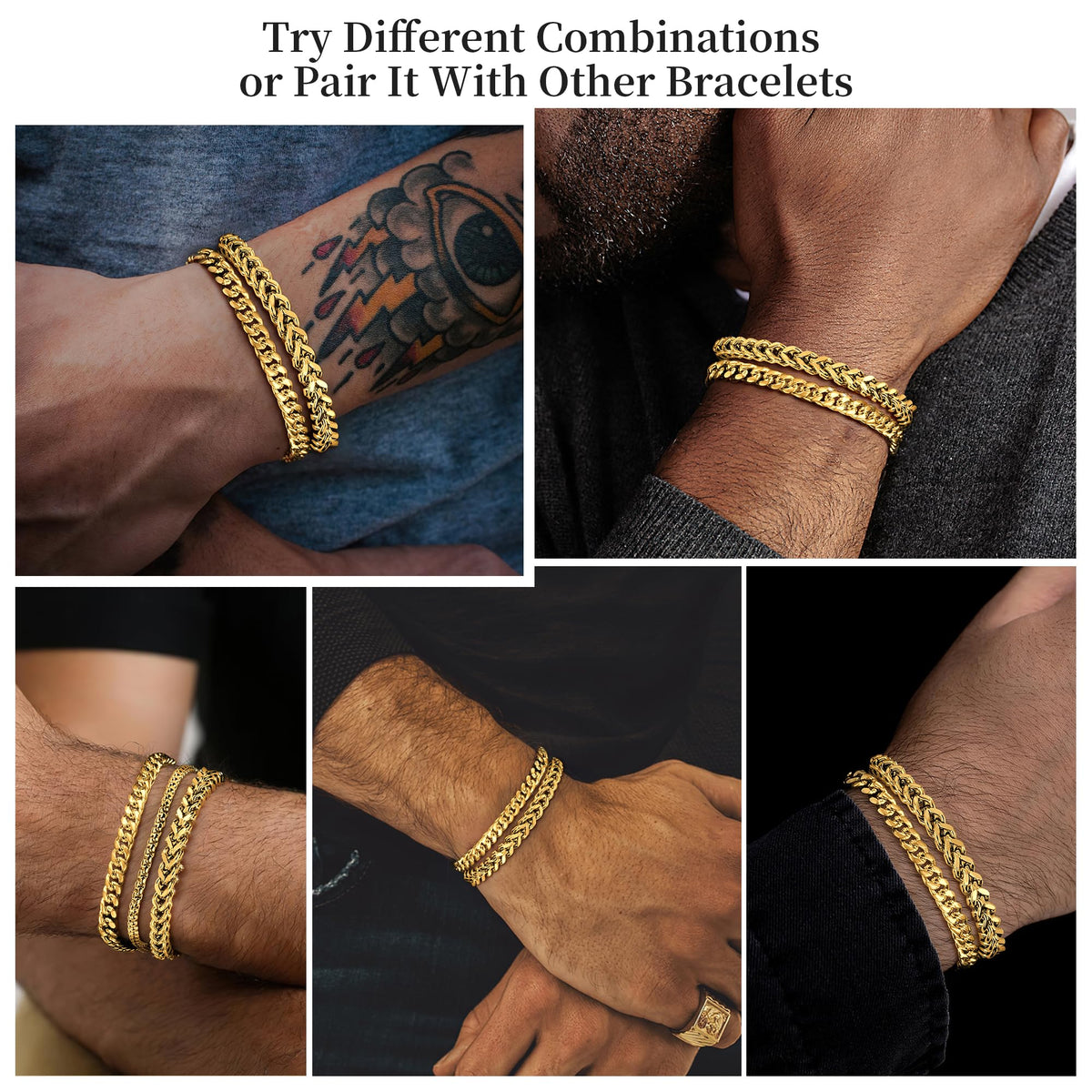 DAYANEY Mens Bracelet Silver and Gold Bracelet for Men Rakhi for Brother