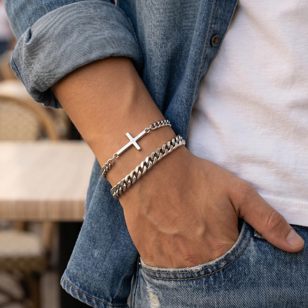 DAYANEY Mens Bracelet Silver and Gold Bracelet for Men Rakhi for Brother