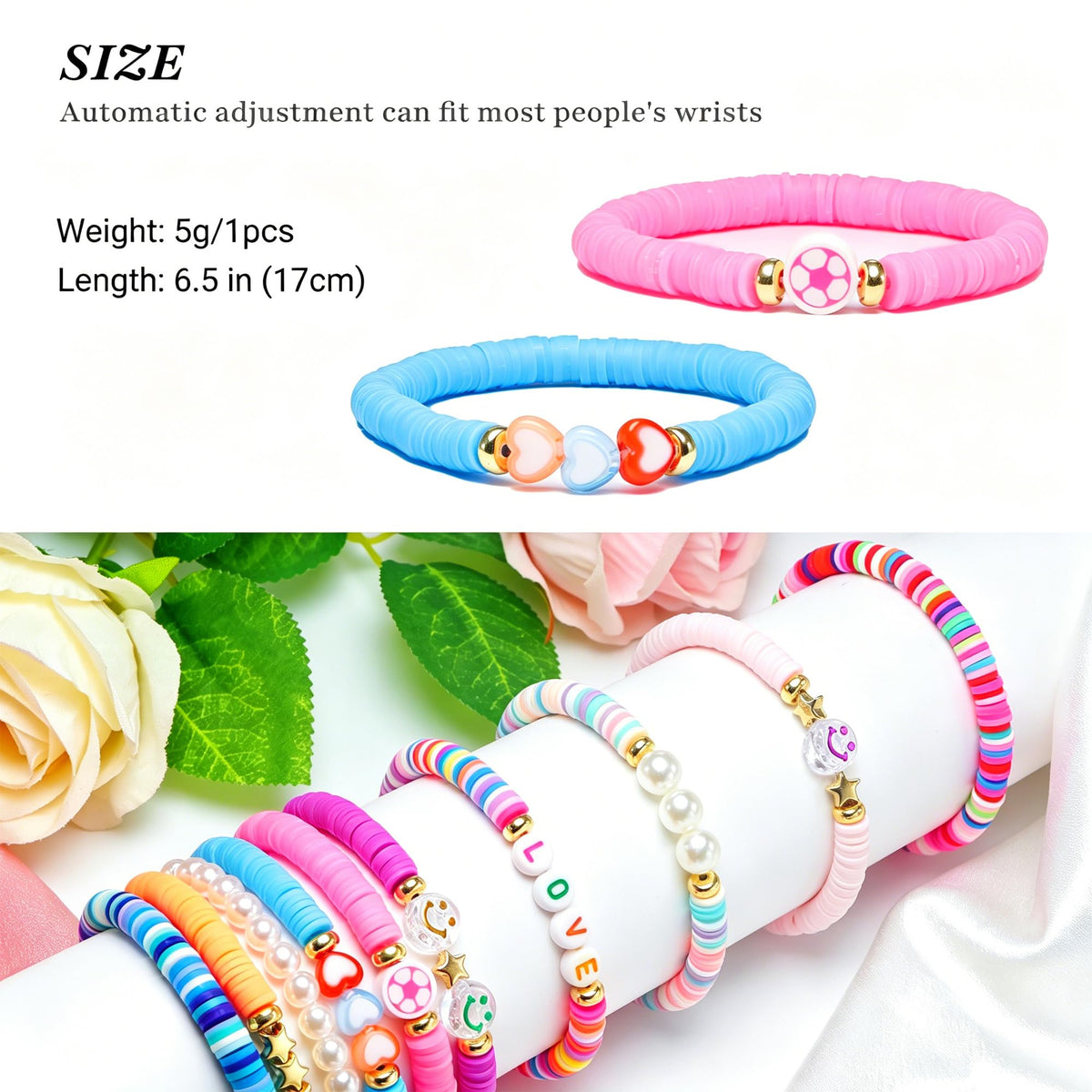 Friendship Bracelets for Girls, 10-Piece Cute Preppy Beaded Bracelet Set for Teen Girls, Matching Bracelets for Friends, Birthday Gifts for Daughter Granddaughter Niece