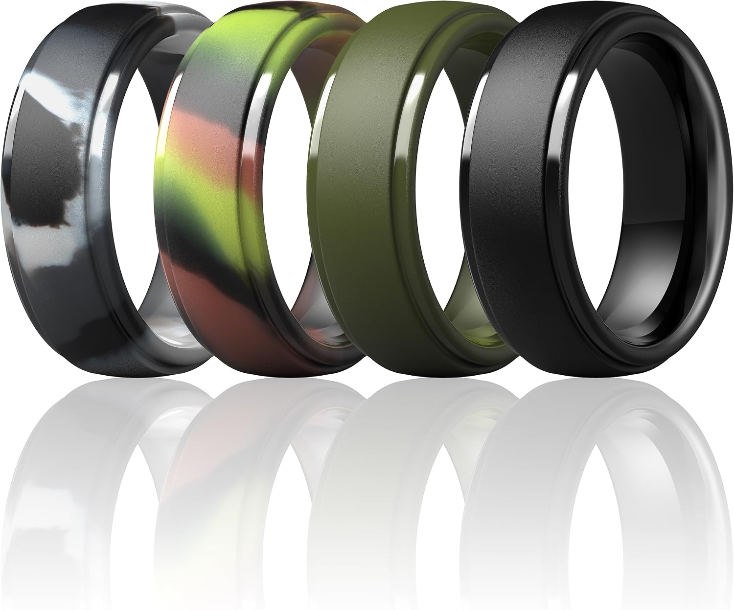 ThunderFit Silicone Rings for Men, Step Edge Rubber Wedding Bands 10mm Wide