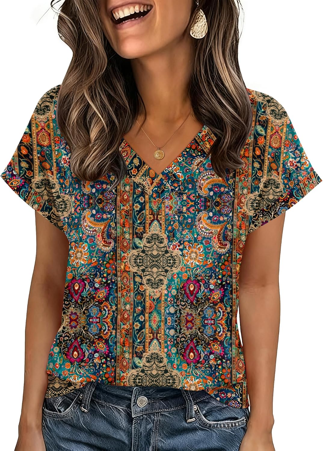 Zeagoo Womens Summer Tops Rolled Short Sleeve Shirts Dressy Casual Blouses