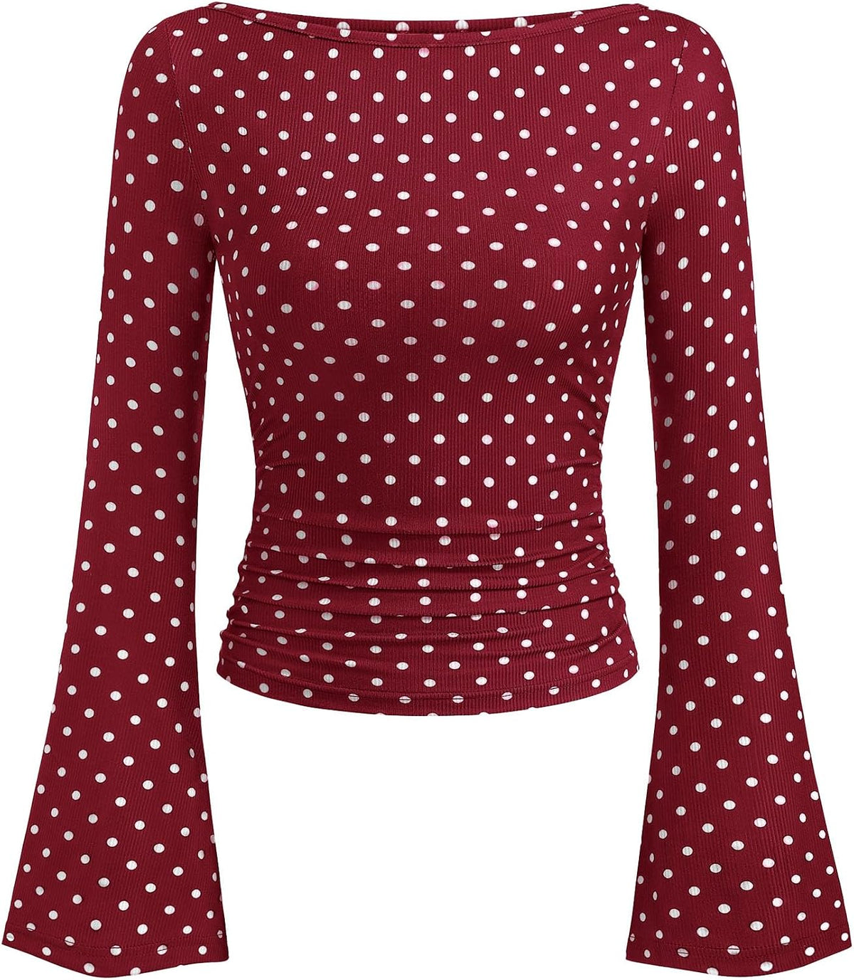 PRETTYGARDEN Womens Bell Long Sleeve Ribbed Knit Tops
