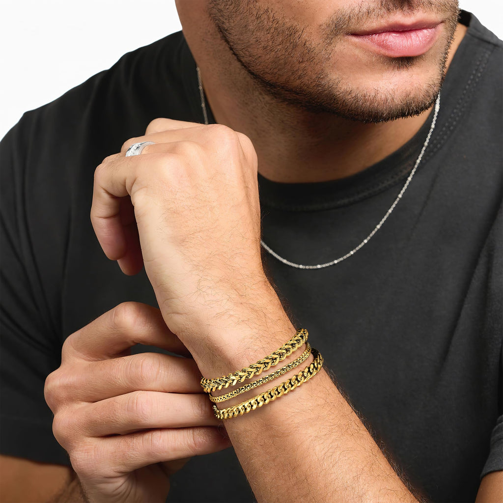 DAYANEY Mens Bracelet Silver and Gold Bracelet for Men Rakhi for Brother