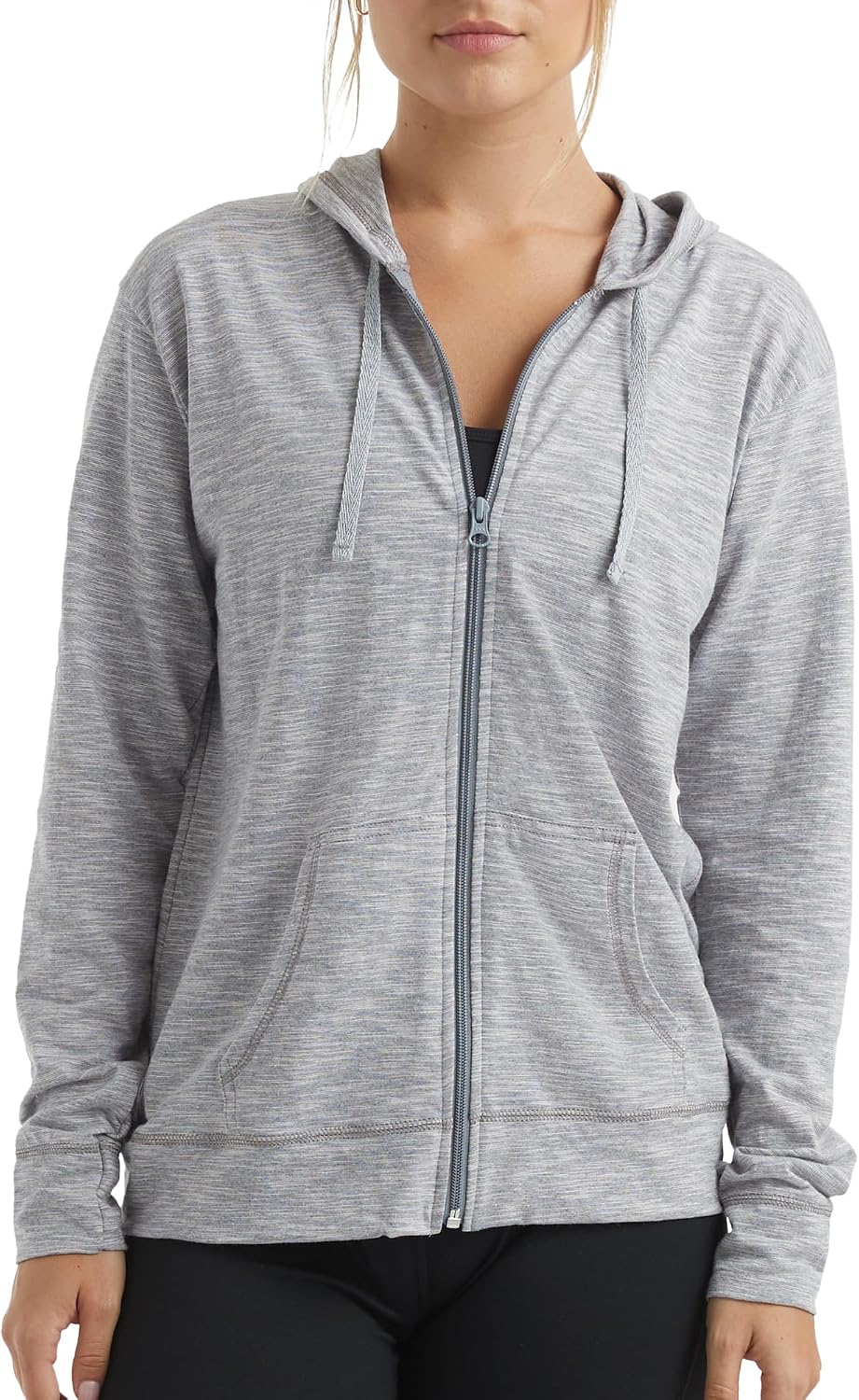 Hanes Women's Lightweight Full Zip Hoodie, Textured Cotton Zip Up, T-Shirt Hoodie