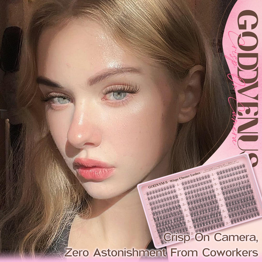 Goddvenus Lash Clusters Kit Wispy Eyelash Clusters Lashes Natural DIY Lash Extension Kit 10-16mm Cluster Eyelash Extensions Kit 300pcs C Curl Individual Lashes Cluster Eyelash (No Tweezers)
