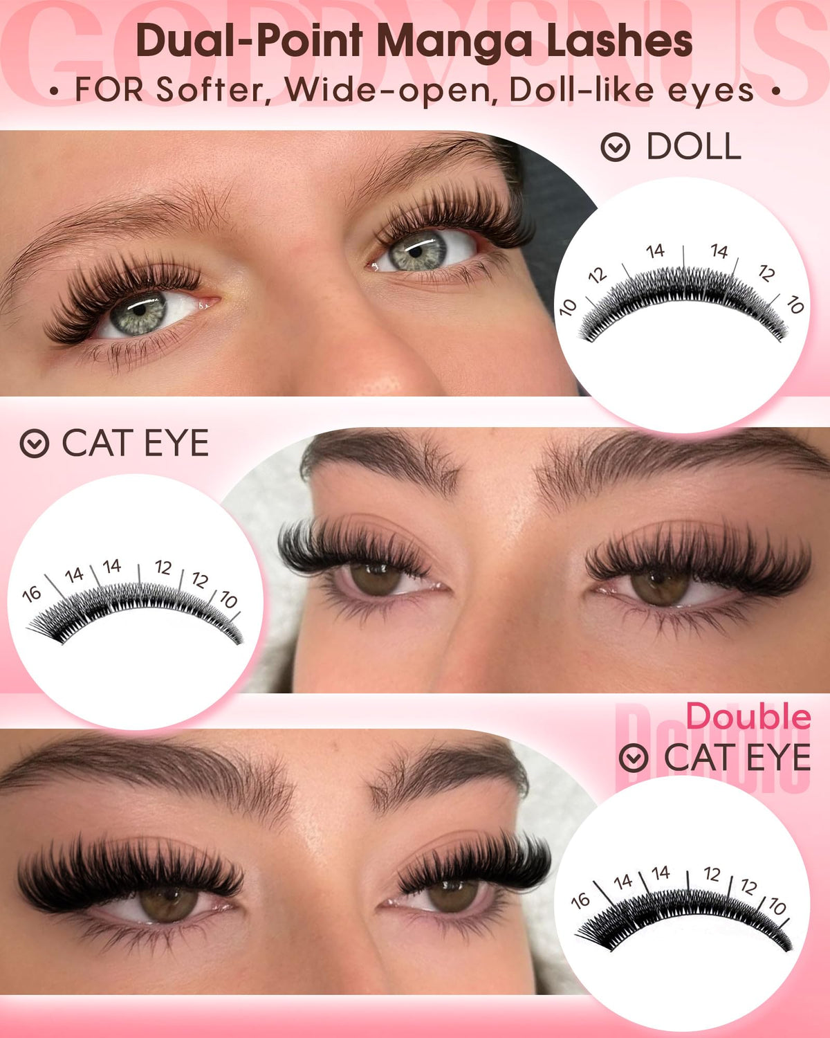 Goddvenus Lash Clusters Kit Wispy Eyelash Clusters Lashes Natural DIY Lash Extension Kit 10-16mm Cluster Eyelash Extensions Kit 300pcs C Curl Individual Lashes Cluster Eyelash (No Tweezers)